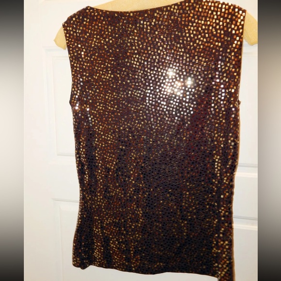 New St John sz S Brown Gold Bronze 100% Paillette Shell Tank - Picture 5 of 5